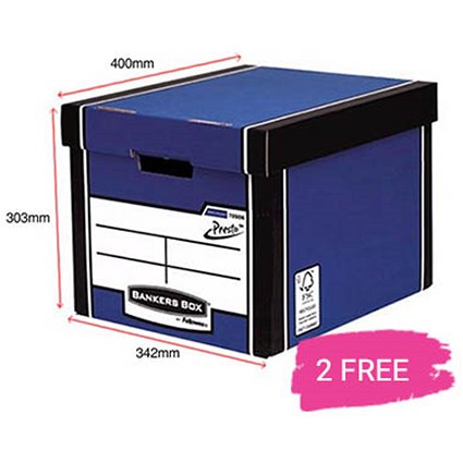 Fellowes Premium 726 Tall Bankers Box, Blue & White, Buy 10 Get 2 Free