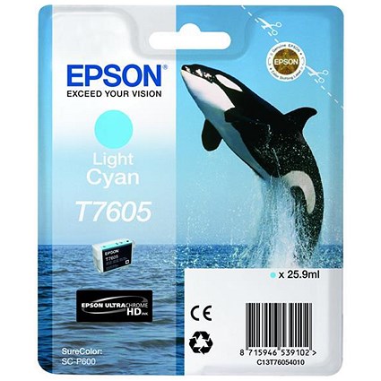 Epson T7605 Killer Whale Light Cyan Inkjet Cartridge
