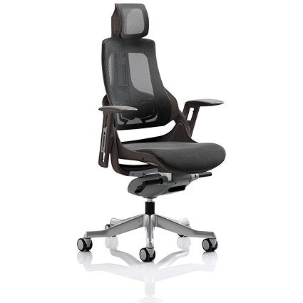 Adroit Zure Mesh Executive Chair With Headrest, Charcoal