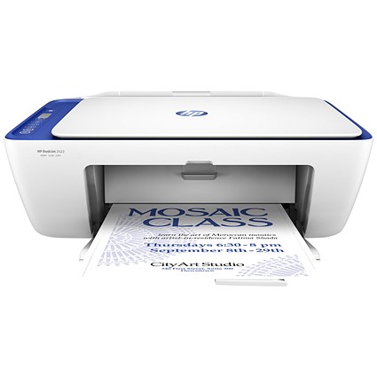 HP DeskJet 2622 Inkjet Printer, Multifunctional, A4, White, Ref 4UJ28B