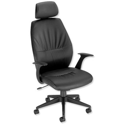 Influx Breeze F7 Executive Armchair Leather Look Back H570mm W490xD490xH420-510mm Black