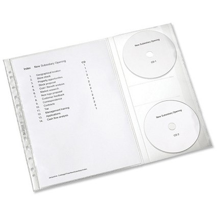 Leitz Combo Project Pocket Polypropylene 2 CD Side-pockets A4 Clear [Pack 5]