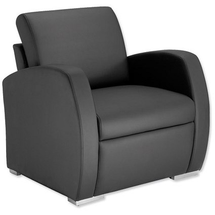 Influx Zee Single Seat Leather-look Reception Sofa - Black