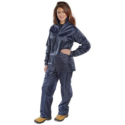 B-Dri Weatherproof Suit, Nylon, XXXXXL, Navy Blue