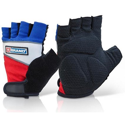 B-Brand Fingerless Gel Grip Gloves, Large, Black