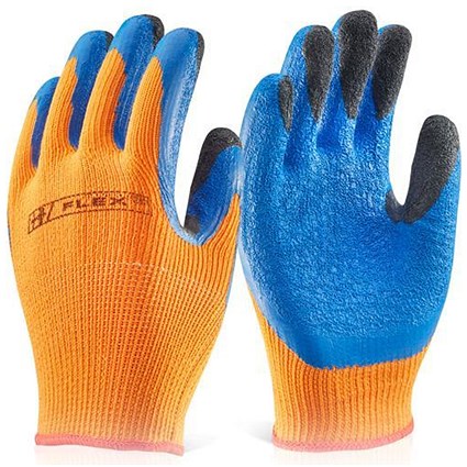 B-Flex Latex Thermo-Star Fully Dipped Glove, Large, Orange