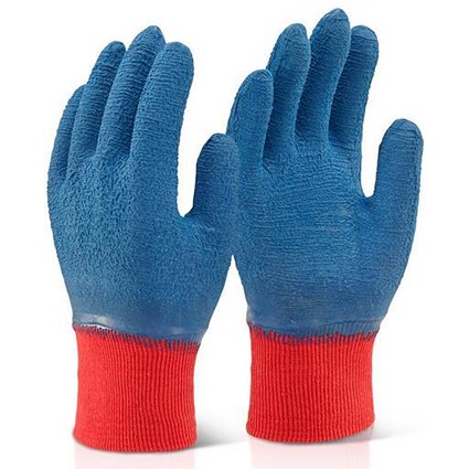 Click 2000 Latex Fully Coated Gripper Glove, Large, Blue, Pack of 100