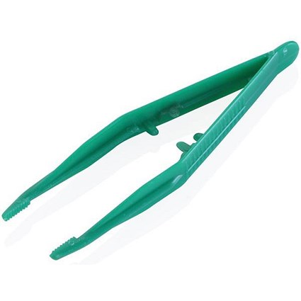 Click Medical Tweezers, Plastic, Green, Pack of 10
