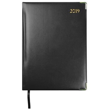Collins 2019 Classic Manager Diary, Day to a Page, 260mm x 190mm, Black