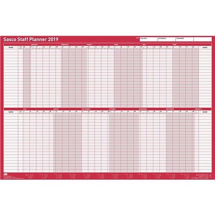 Sasco 2019 Staff Planner, Unmounted, 915x610mm