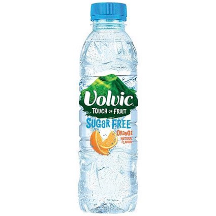 Volvic Touch of Fruit Orange Natural Flavoured Water - 12 x 500ml Plastic Bottles