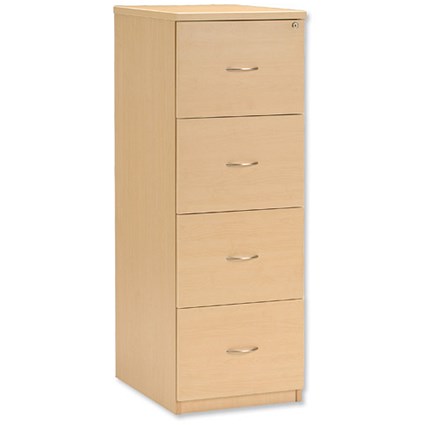 Influx Filing Cabinet 4 Drawers Foolscap W500xD600xH1335mm Maple