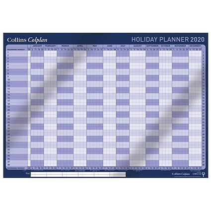 Collins 2020 Holiday Wall Planner, Unmounted, 840x594mm
