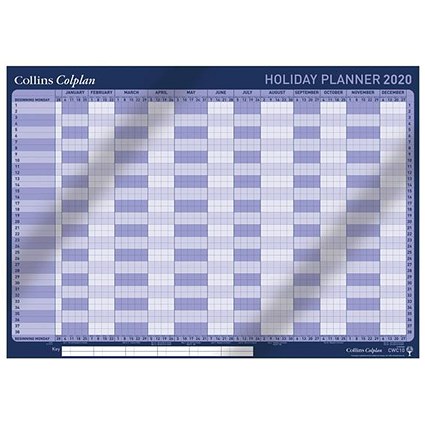 Collins 2020 Holiday Wall Planner, Unmounted, 840x594mm