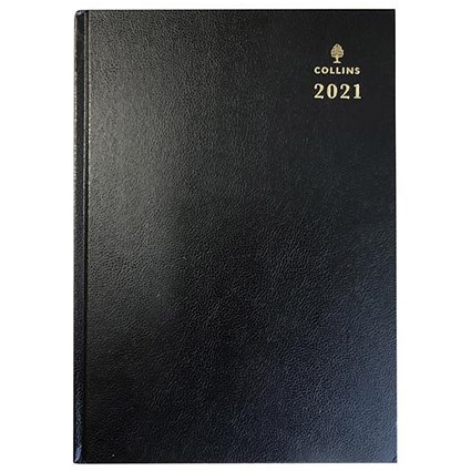 Collins 2021 Desk Diary, Day to Page, A4, Black