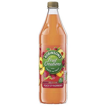 Robinsons Creation Peach and Raspberry Squash, No Added Sugar, 1 Litre, Pack of 12