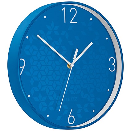 Leitz WOW Wall Clock, 290mm Diameter, Blue