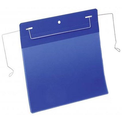 Durable Pockets, Wire Hanger, A5, Landscape, Blue, Pack of 50