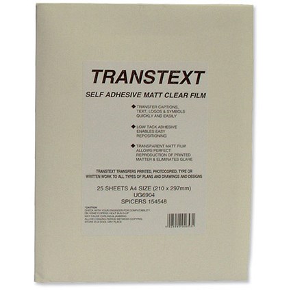Self Adhesive Matt Film / Clear / A4 / 25 Sheets