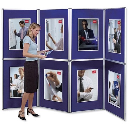 Nobo Pro-Panel Display and Bag 8 Panels Blue Fabric and Dry White Sides 16kg W3000 x H2020mm Ref 1901083
