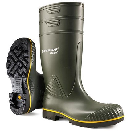 Dunlop Acifort Wellington Boots, Heavy Duty, Size 11, Olive Green