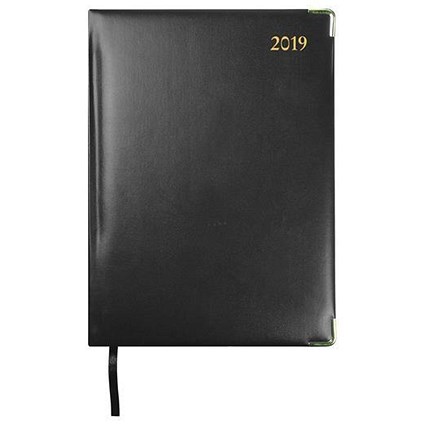 Collins 2019 Classic Manager Diary, Week to View, 260mm x 190mm, Black