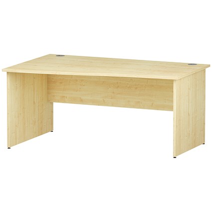 Trexus 1600mm Wave Desk, Left Hand, Panel Legs, Maple