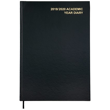 5 Star 2019/20 Academic Diary, Day to a Page, A4, Black