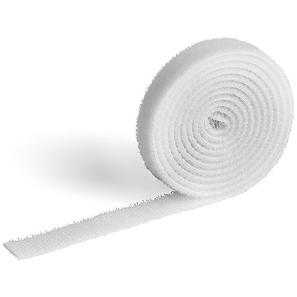 Durable Cavoline Grip 10 Self Gripping Cable Management Tape, 1m x 1cm, White