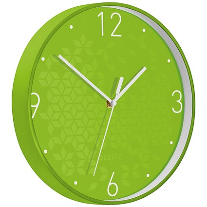Leitz WOW Wall Clock, 290mm Diameter, Green