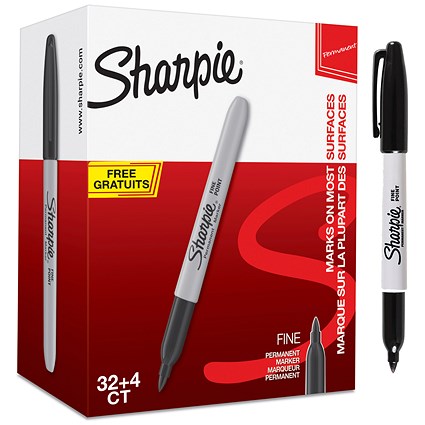 Sharpie Permanent Marker Fine Black (Pack of 36)