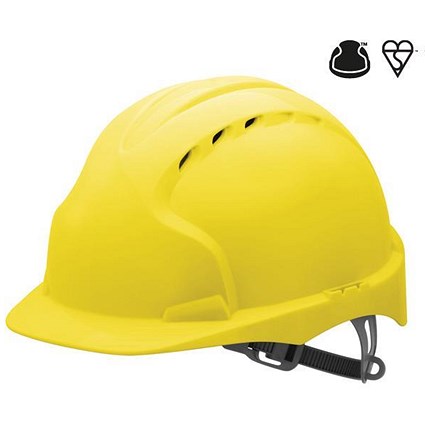 JSP EVO2 EN397 Safety Helmet, HDPE 6-point Harness, Yellow