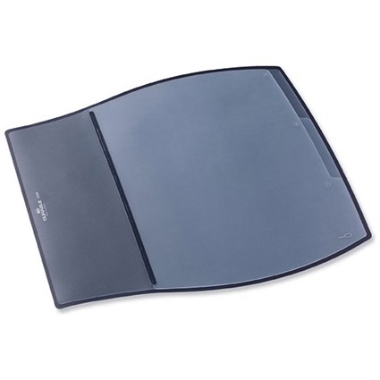 Durable Work Pad Desk and Mouse Mat with Transparent Leaves W440xD390mm Black