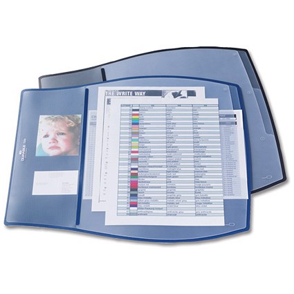 Durable Work Pad Desk and Mouse Mat with Transparent Leaves W440xD390mm Blue