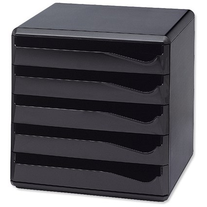 Post Set Filing Unit with 5 Drawers A4 Black
