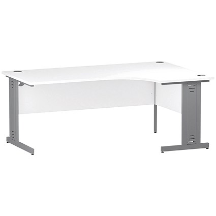 Trexus 1800mm Corner Desk, Right Hand, Cable Managed Silver Legs White