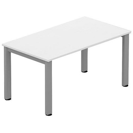 Sonix Rectangular Meeting Table / Silver Legs / 1400mm / White