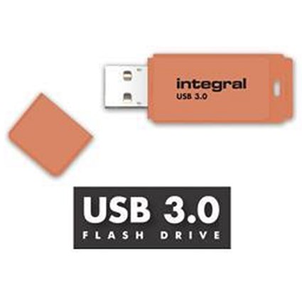 Integral Neon 3.0 USB Drive / 128GB / Orange