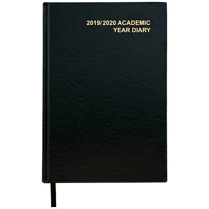 5 Star 2019/20 Academic Diary, Day to a Page, A5, Black