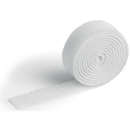 Durable Cavoline Grip 20 Self Gripping Cable Management Tape, 1m x 2cm, White