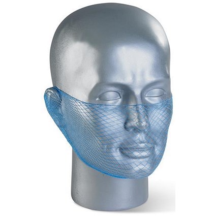 Click Once Disposable Beard Snood, Mesh, Blue, Pack of 12