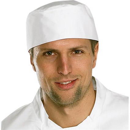 Click Workwear Chefs Skull Cap - White