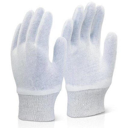 Click 2000 Stockinette Super Knitwrist Gloves, Medium, White, Pack of 600