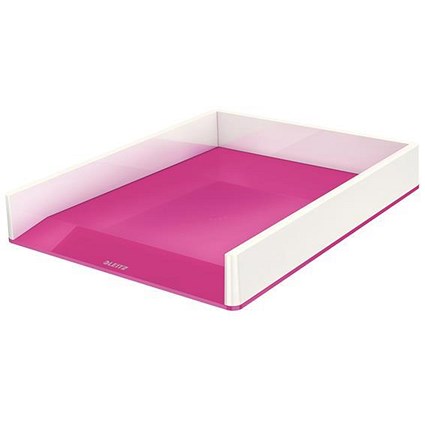 Leitz WOW Duo Letter Tray, Vertical Stacking, White & Pink