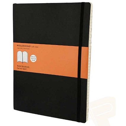 Moleskine XL Notebook Casebound Softback Ruled 70gsm 192pp 190x250mm Black