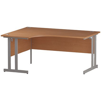 Trexus 1600mm Corner Desk, Left Hand, Silver Legs, Beech