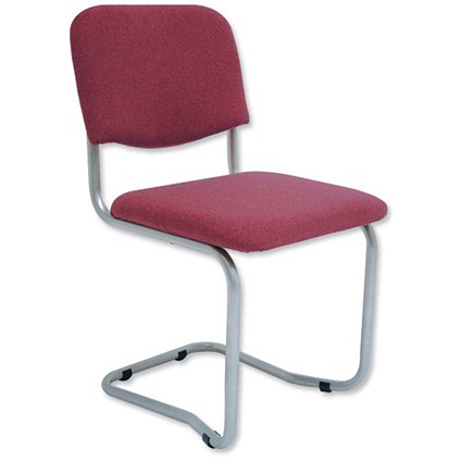 Trexus Cantilever Chair Upholstered Stackable Silver Frame Seat W480xD420xH470mm Burgundy