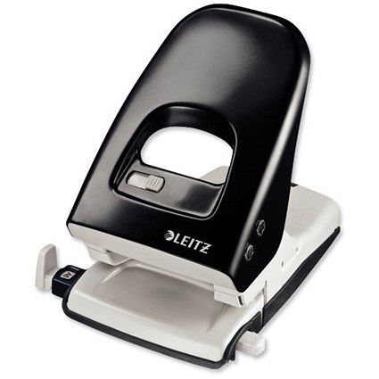 Leitz 5138 Extra Strong Punch 2-Hole Long-handled Capacity 40x 80gsm Black and Grey