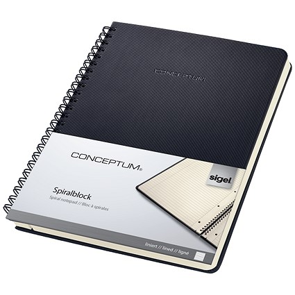 Sigel Conceptum Hard Cover Notebook, A5, Ruled, 160 Pages, Black