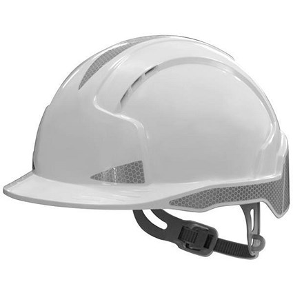 JSP EVOLite EN397 CR2 Safety Helmet, ABS 6-point Harness, Reflective Strips, White